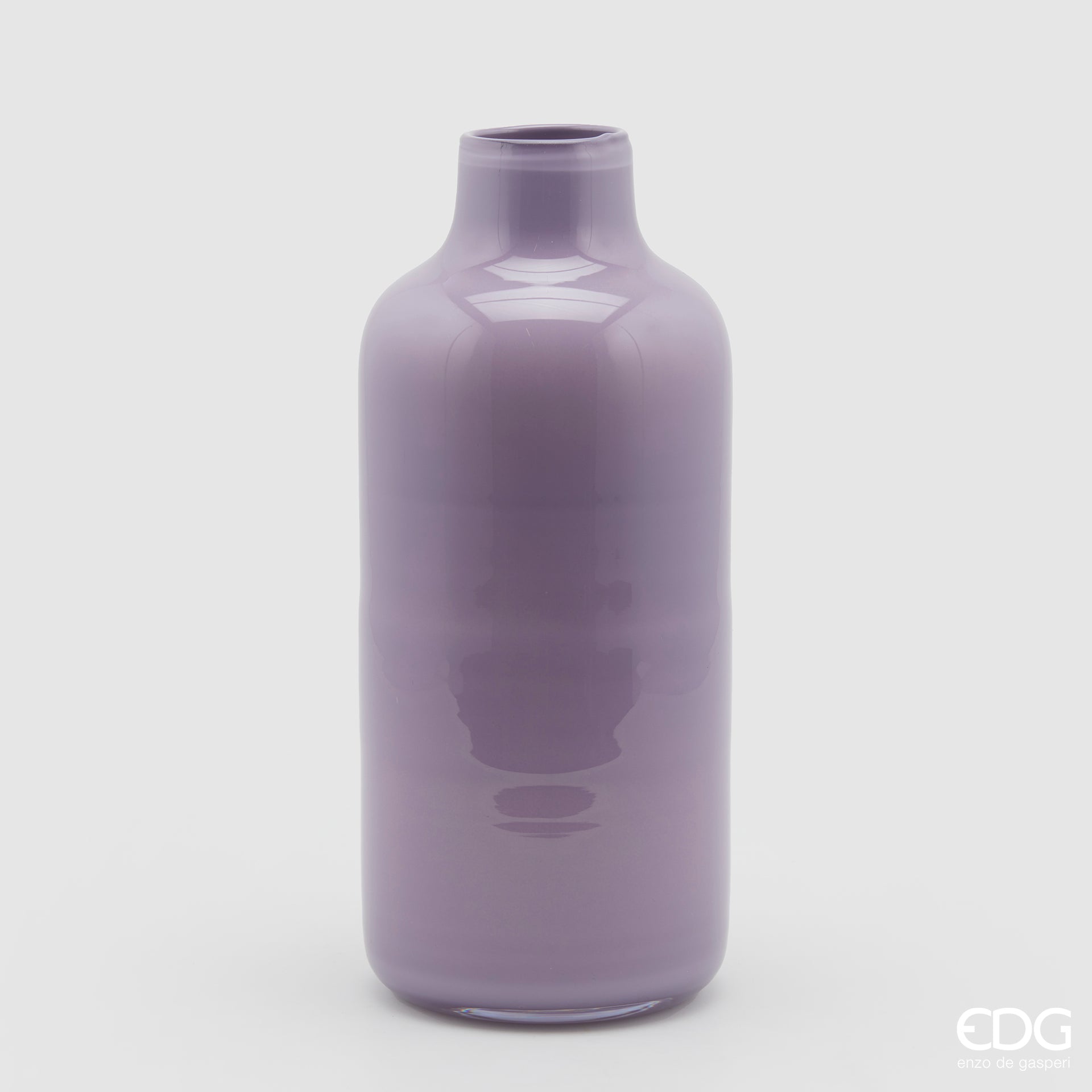 Vaso collostretto, misura grande H.34 D15cm., in vetro, lilla. EDG