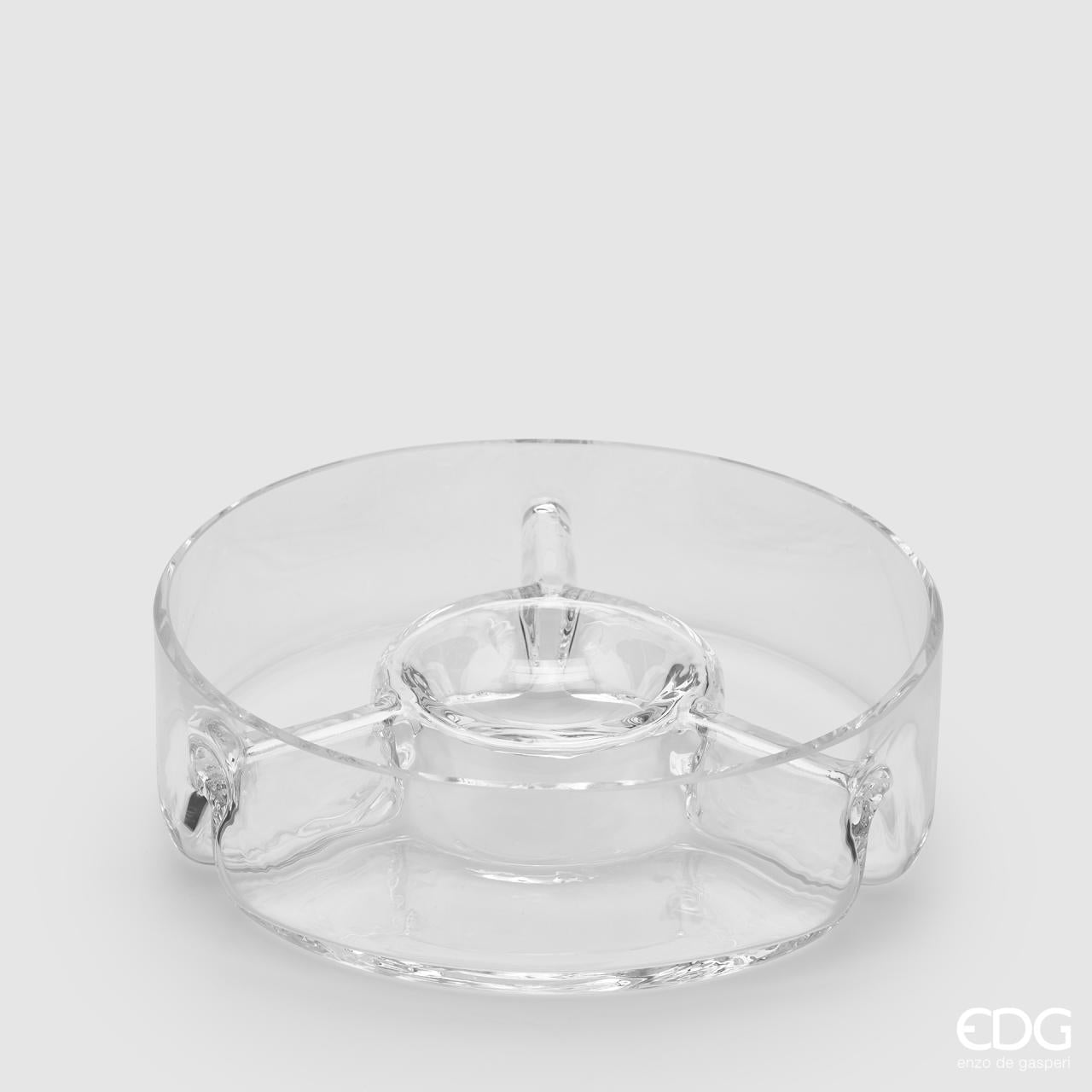 Ciotola rotonda 4 settori, H.7 x D.25 cm., trasparente. EDG