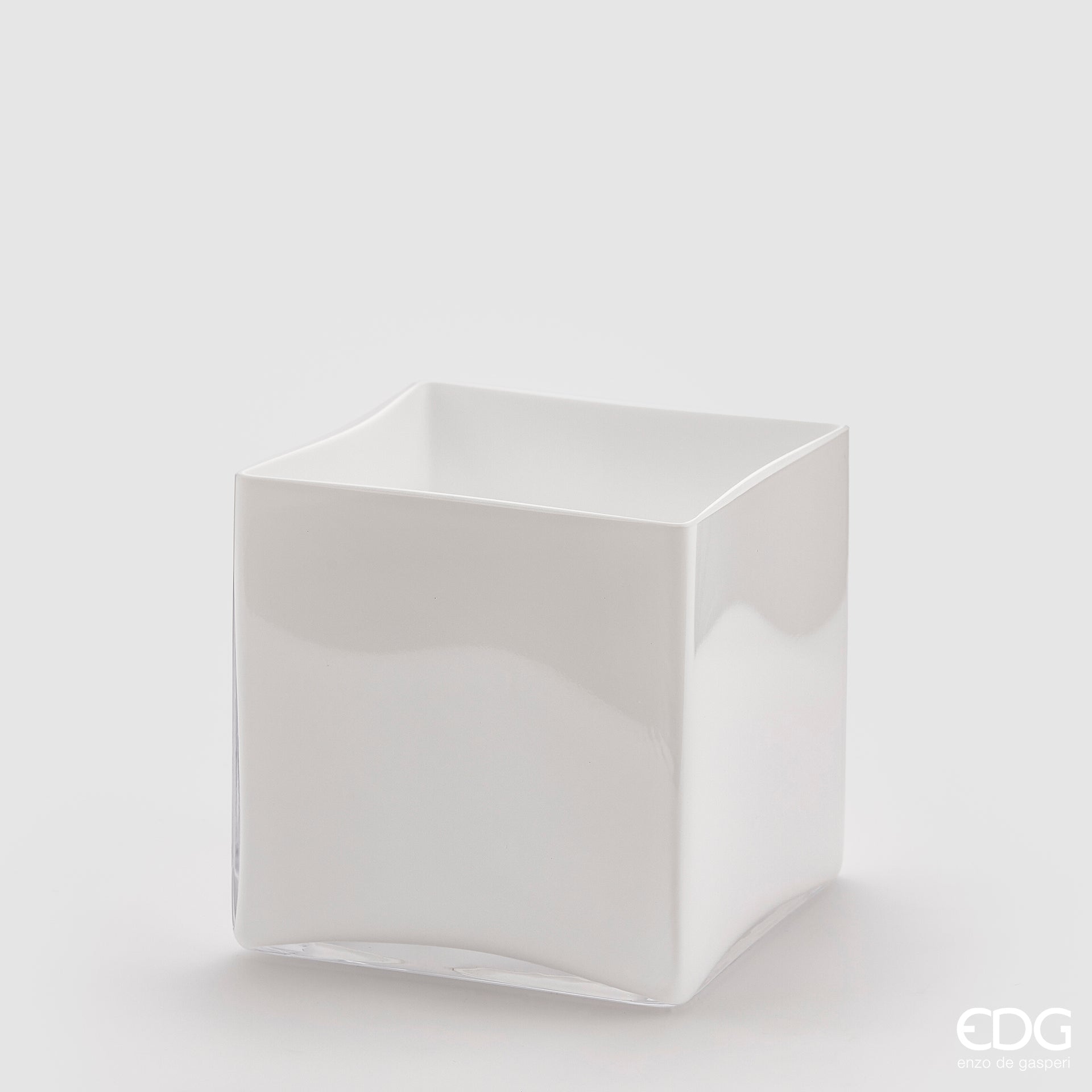 Vaso Cubo quadrato, colore bianco, 15x15x15 cm. EDG