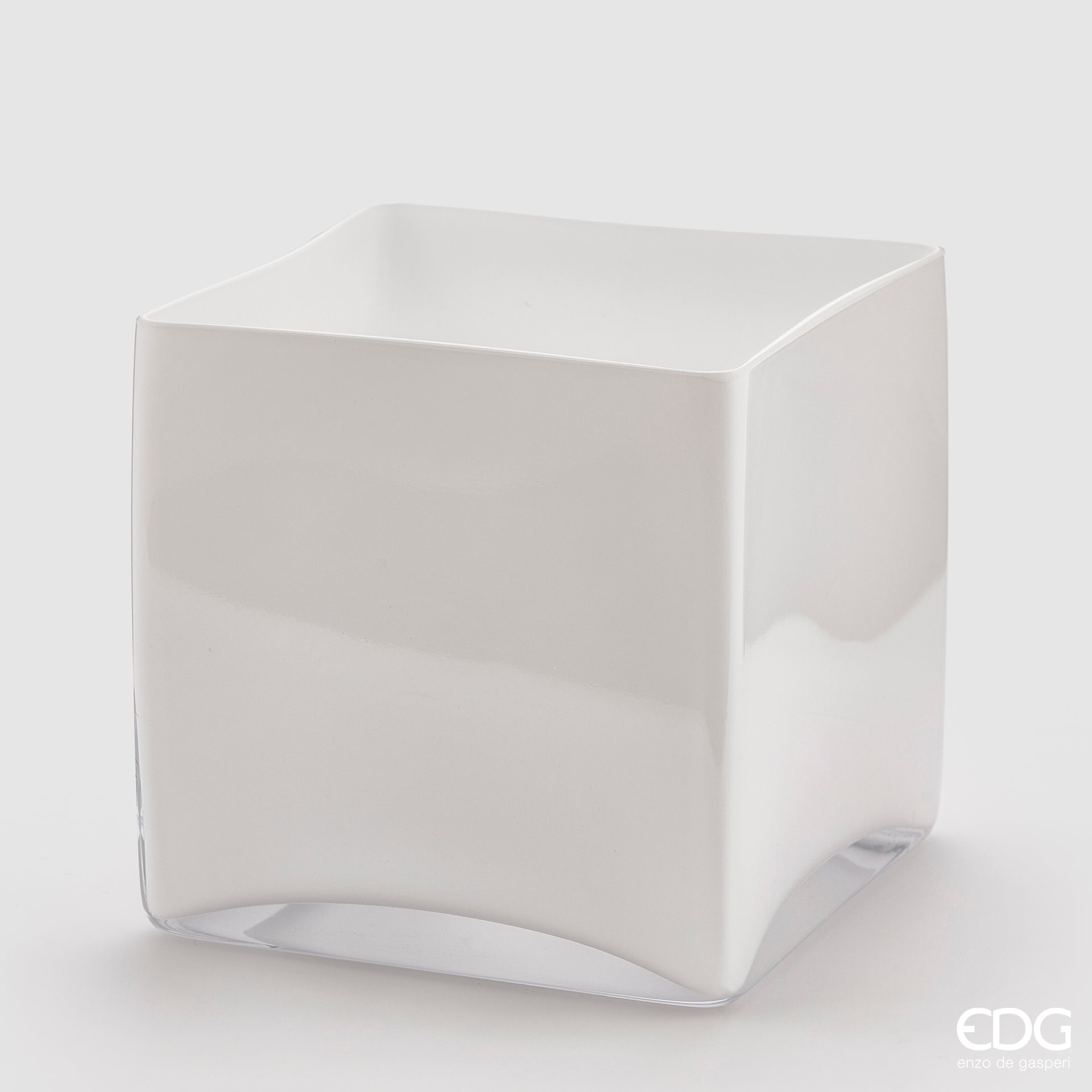 Vaso Cubo quadrato, colore bianco, 20x20x20 cm. EDG