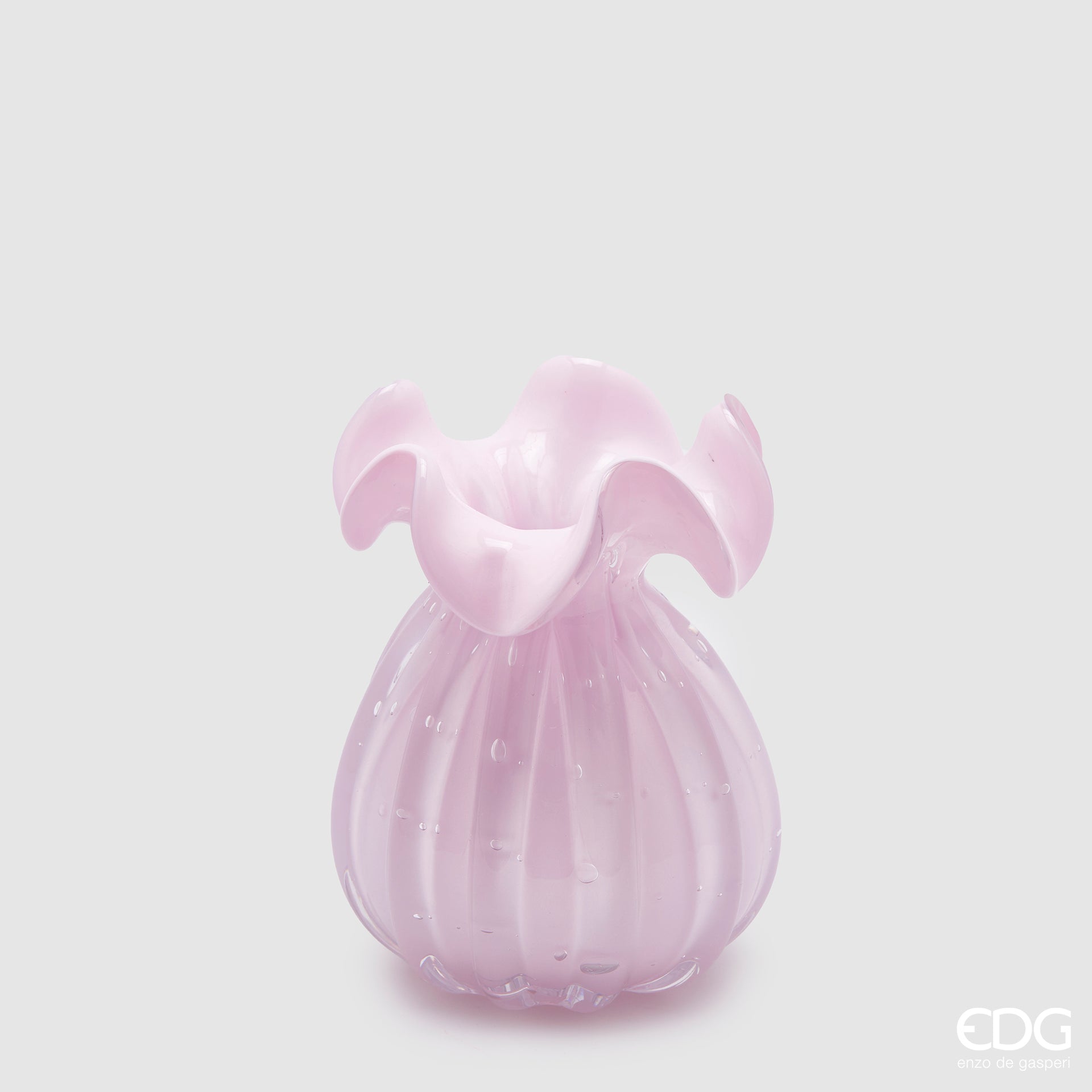 Vaso sacchetto grande, colore rosa, in vetro, misura H.14xD.11 cm. EDG