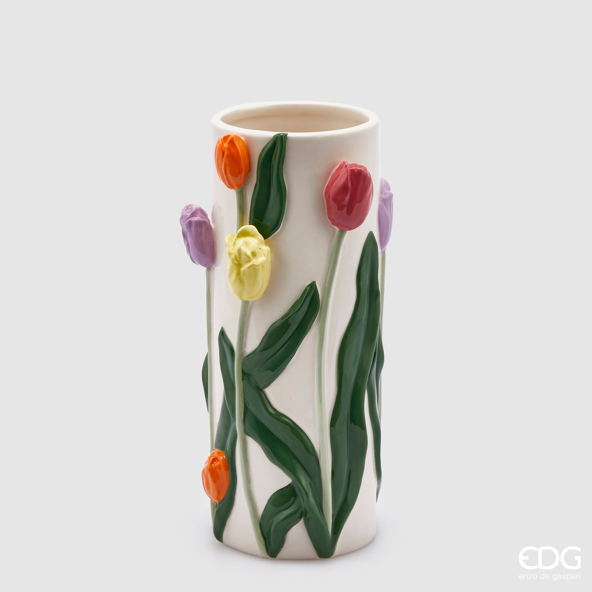 Vaso cilindro Tulip, in ceramica, misura grande H.28xD.14.5 cm. EDG