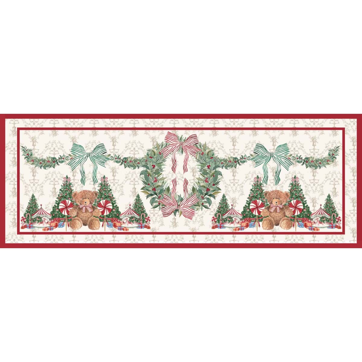 Tappeto natalizio Linea Teddy Bear in vinile, 52x140 cm. Blanc Mariclò