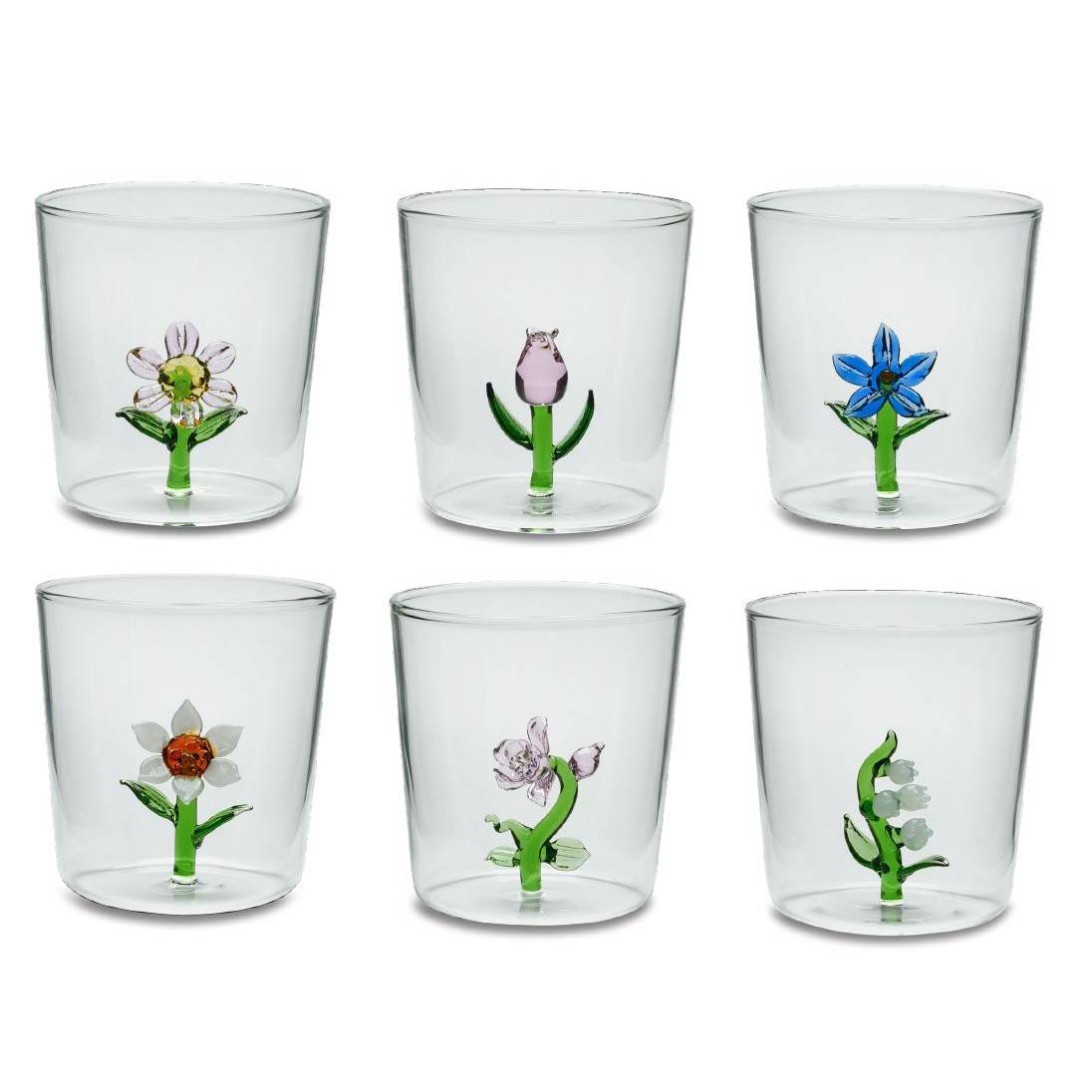 Set 6 bicchieri acqua &quot;Treasure&quot; Flowers. Henriette