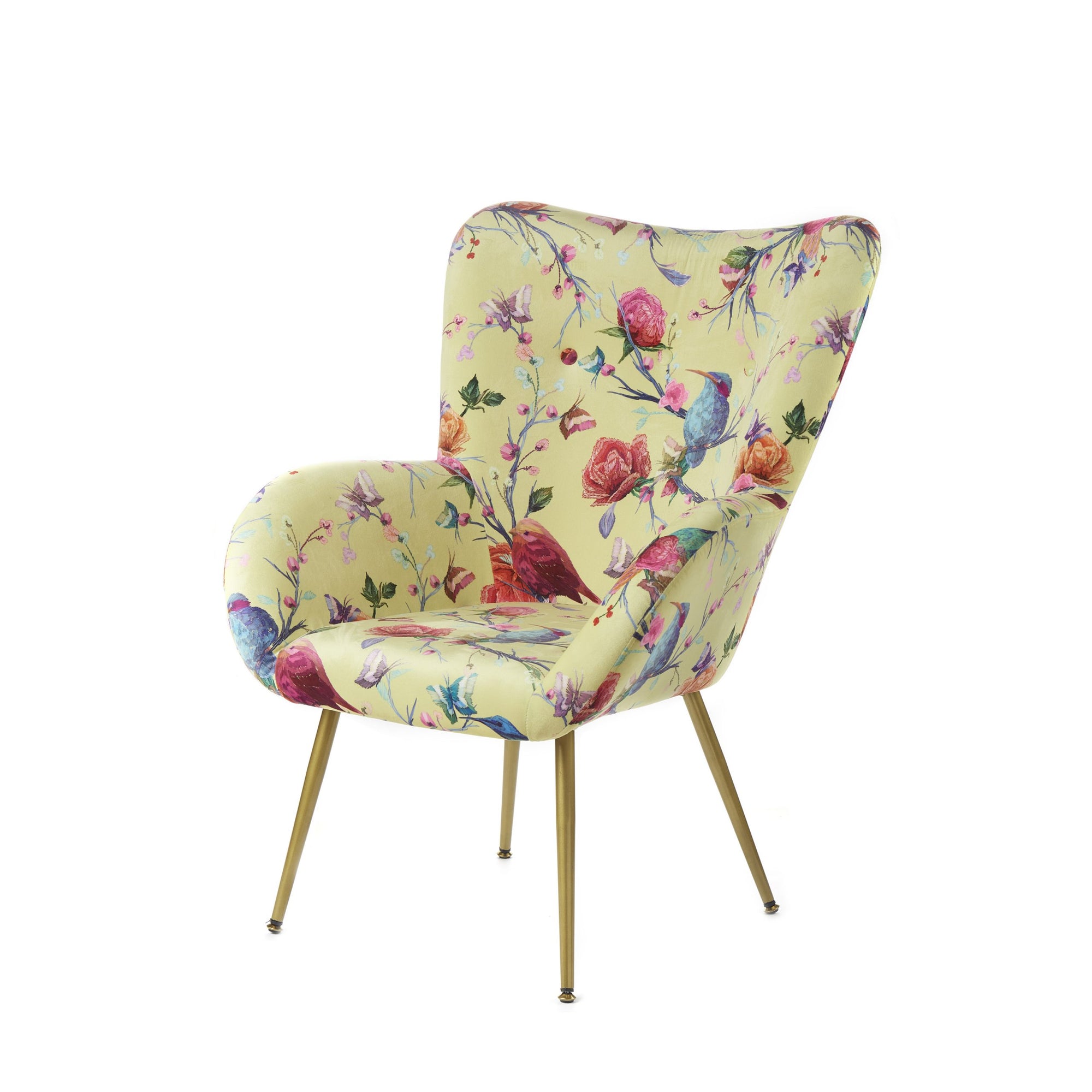 Poltrona fiori e uccelli, 72x75xH.96 cm. L'oca nera