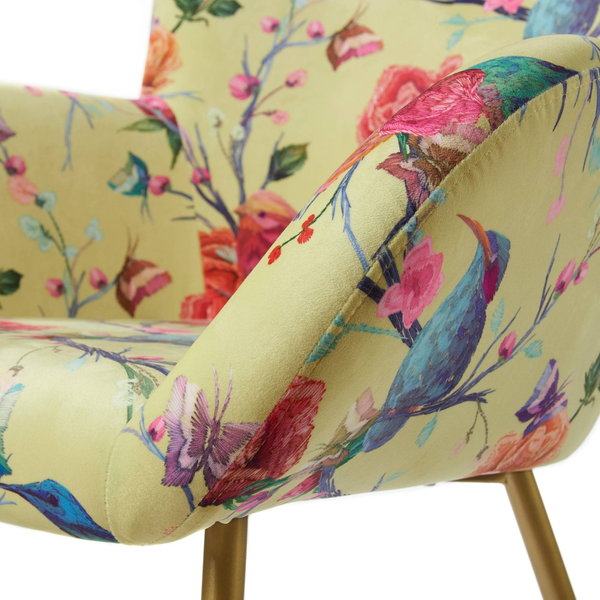 Poltrona fiori e uccelli, 72x75xH.96 cm. L'oca nera