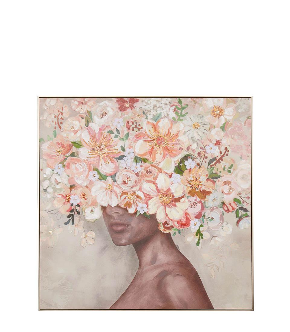 Quadro volto con fiori, con cornice, 100x100 cm. L'oca nera