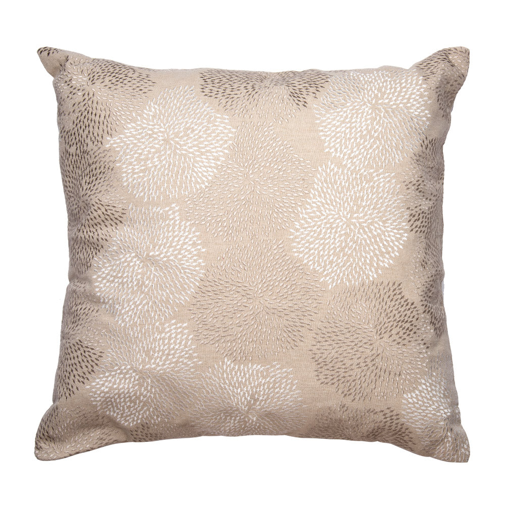 Cuscino quadrato ricamato beige e bianco. L'oca nera