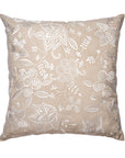 Cuscino quadrato ricamato beige e bianco. L'oca nera