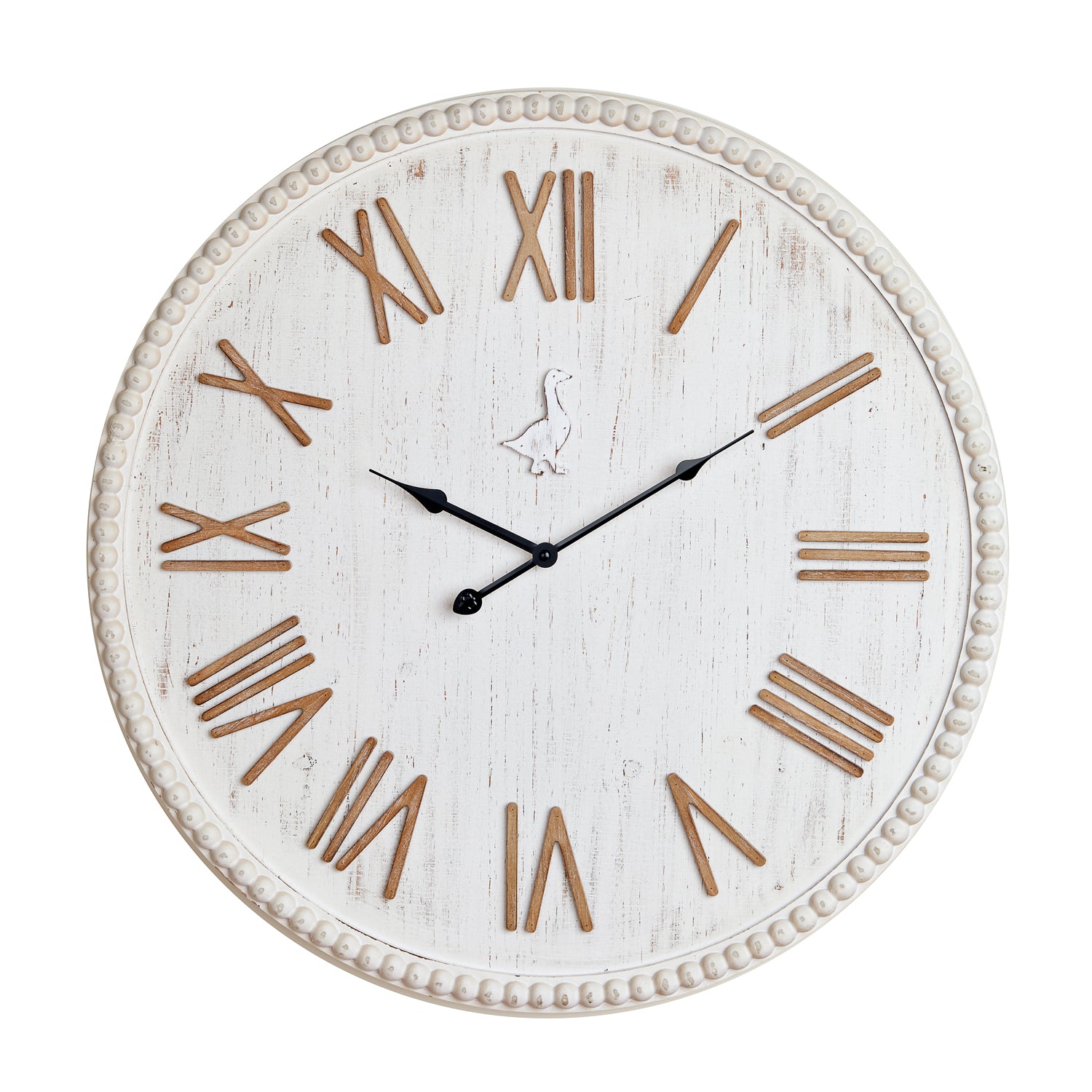 Orologio Parete legno, colore bianco e legno naturale. L'oca nera