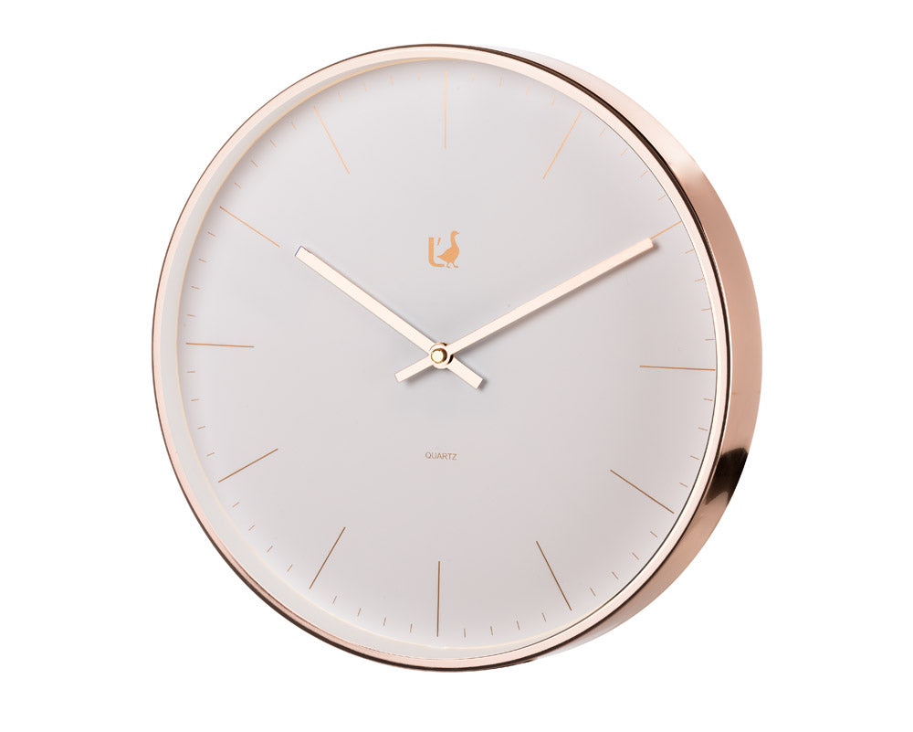 Orologio Parete in metallo oro rosa. L'oca nera
