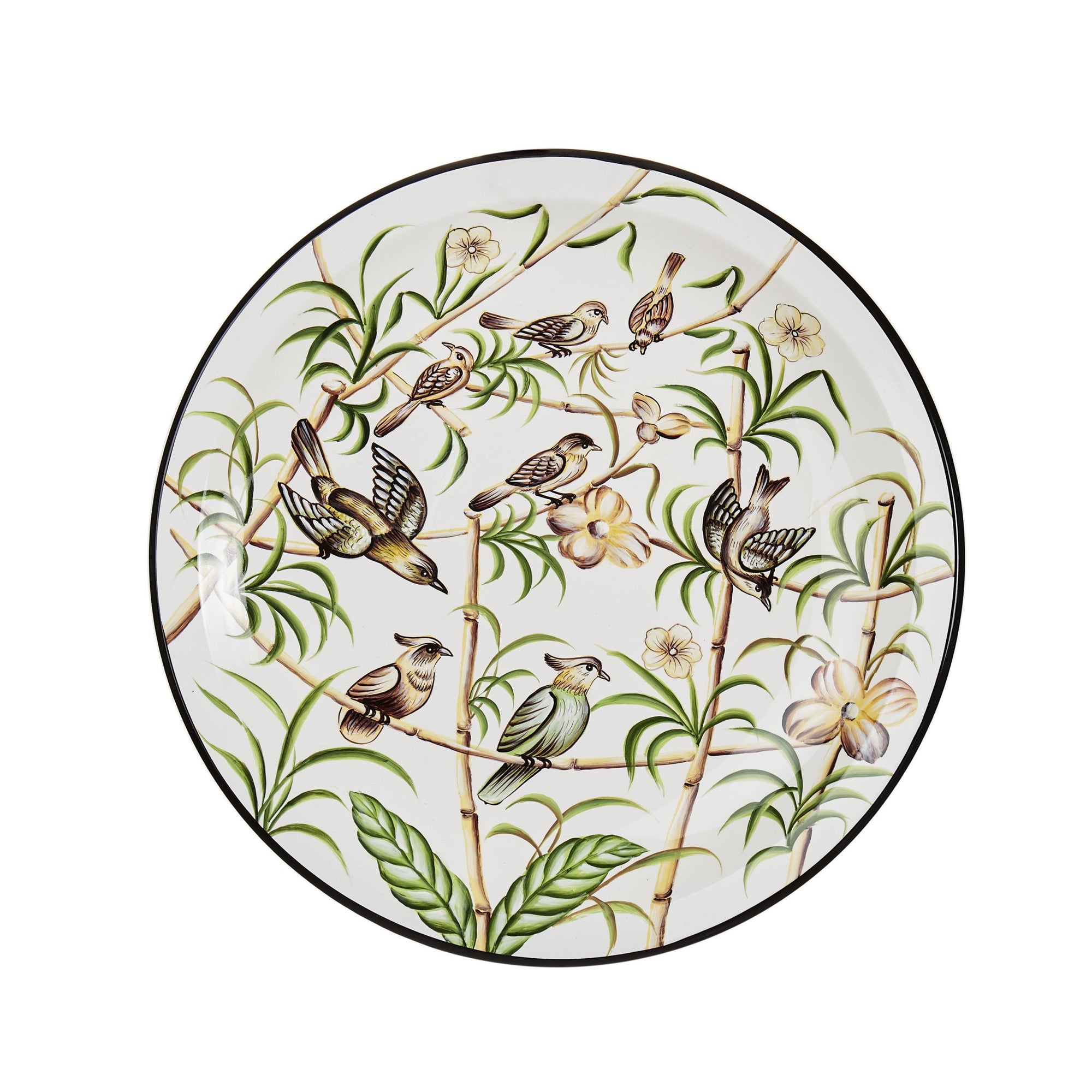 Centrotavola Rotondo con foglie e uccelli, diam. 47 cm. L'oca nera