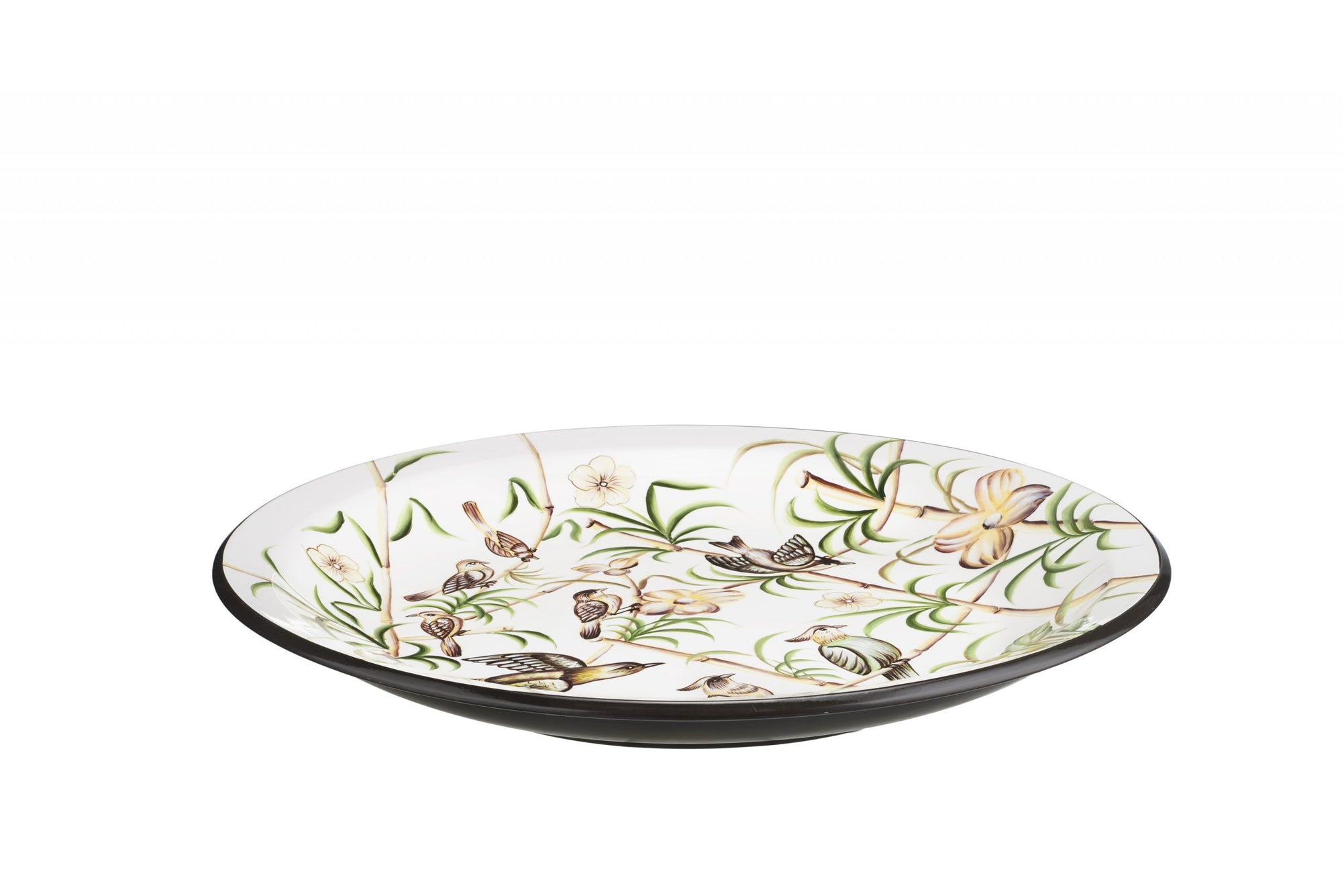 Centrotavola Rotondo con foglie e uccelli, diam. 47 cm. L'oca nera