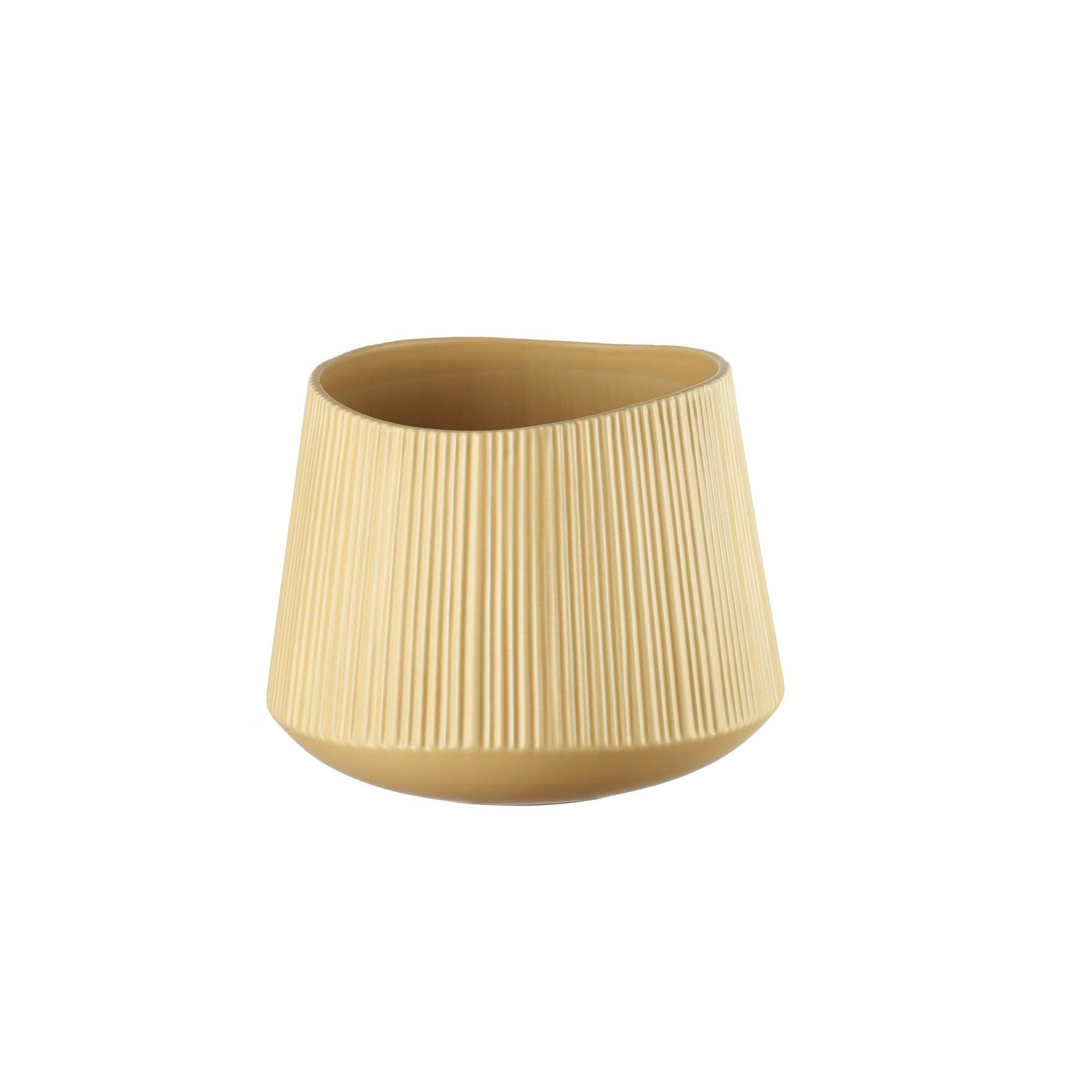 Vaso basso giallo, diam. 25.5x20H. cm. L&#39;oca nera