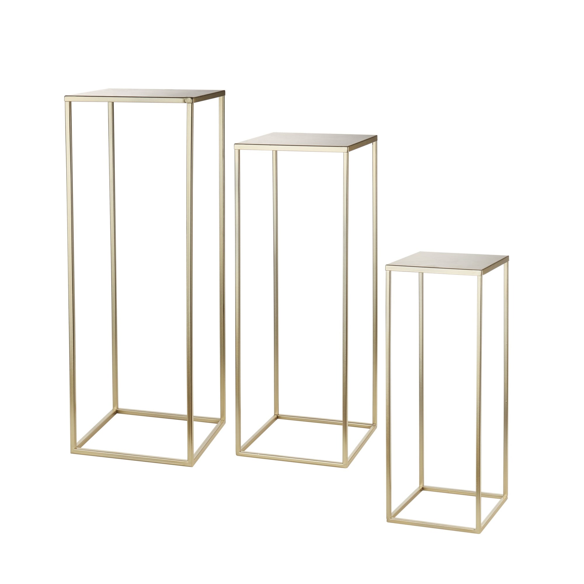 Tavolino quadrato, misura grande, metallo, con appoggio bianco e piedi in oro. L'oca nera