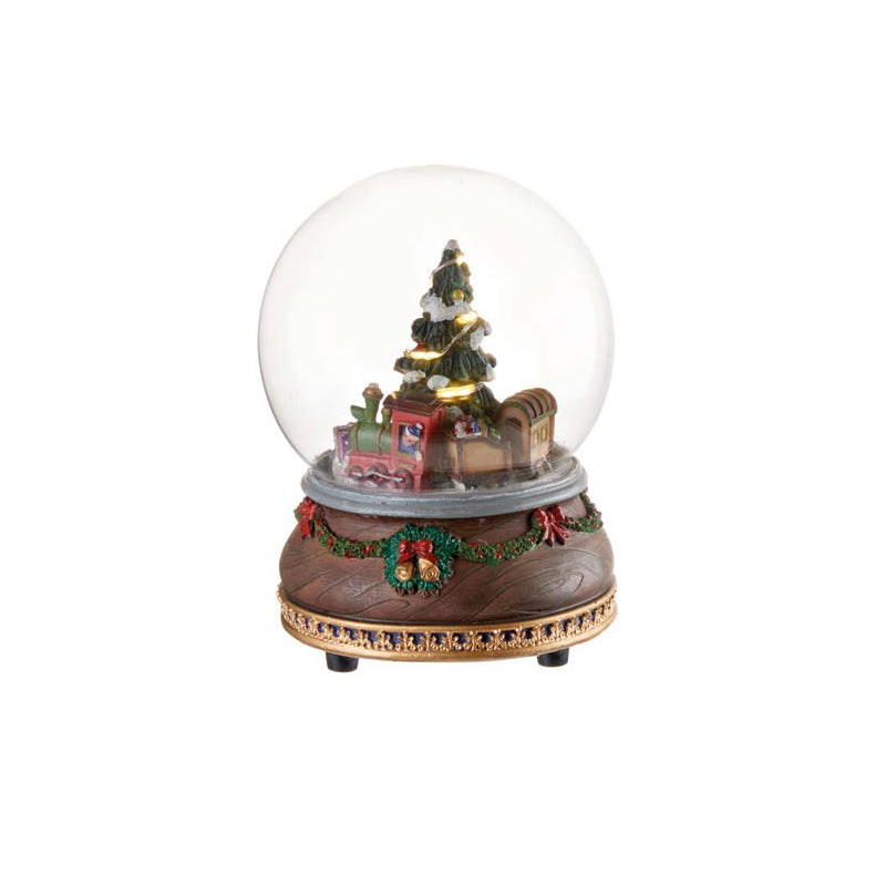 Palla di vetro grande con neve Albero di Natale con led, carillon e movimento. L'oca nera