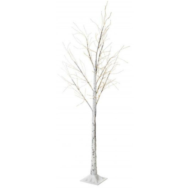 Albero grande bianco decorazione natalizia con 600 luci a led, altezza 180 cm. L'oca nera