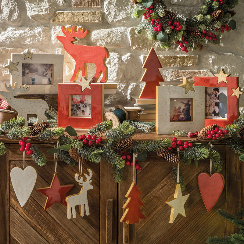 Renna Piccola Bianca Decorazione da appoggio di Natale. L'oca nera