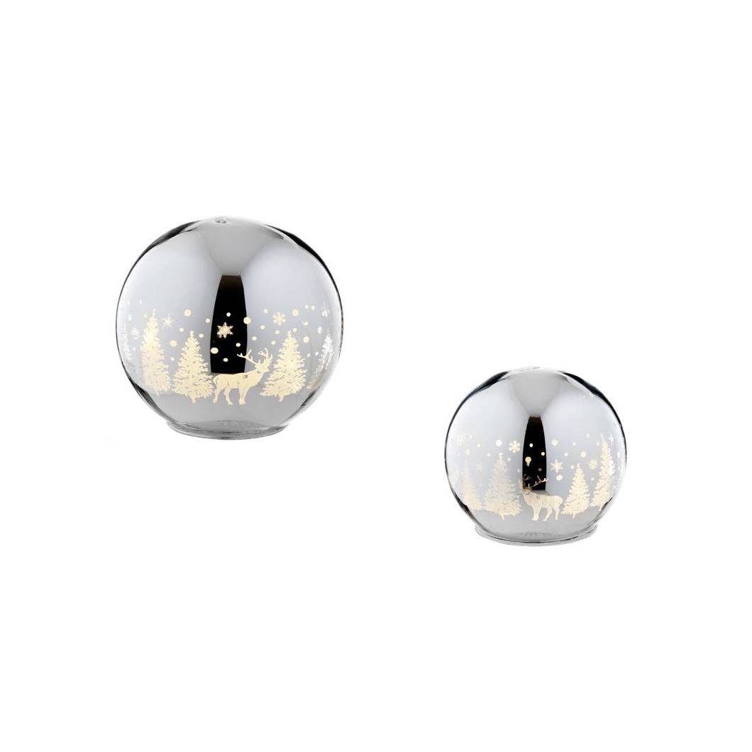 Decorazione natalizia da appoggio, Sfera Grande, con luce a led. L'oca nera