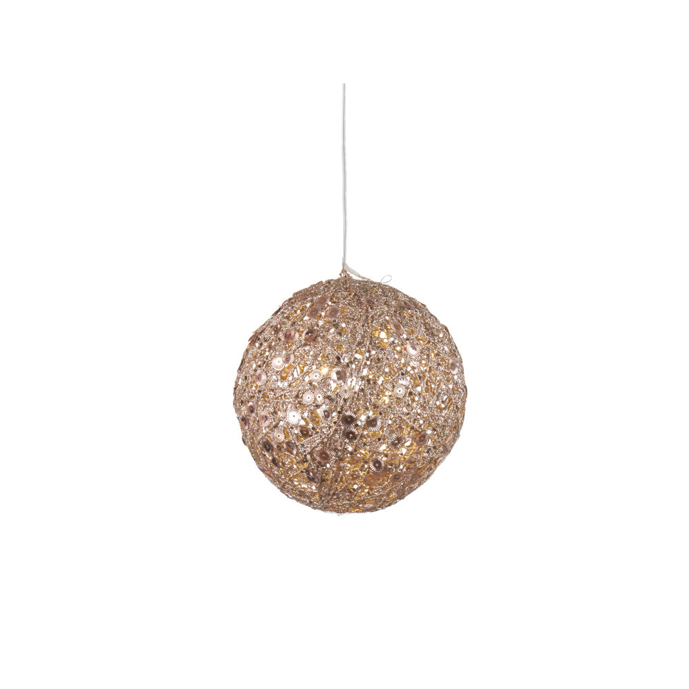 Sfera da appendere piccola, "Sogni splendenti", oro, con led. L'oca nera