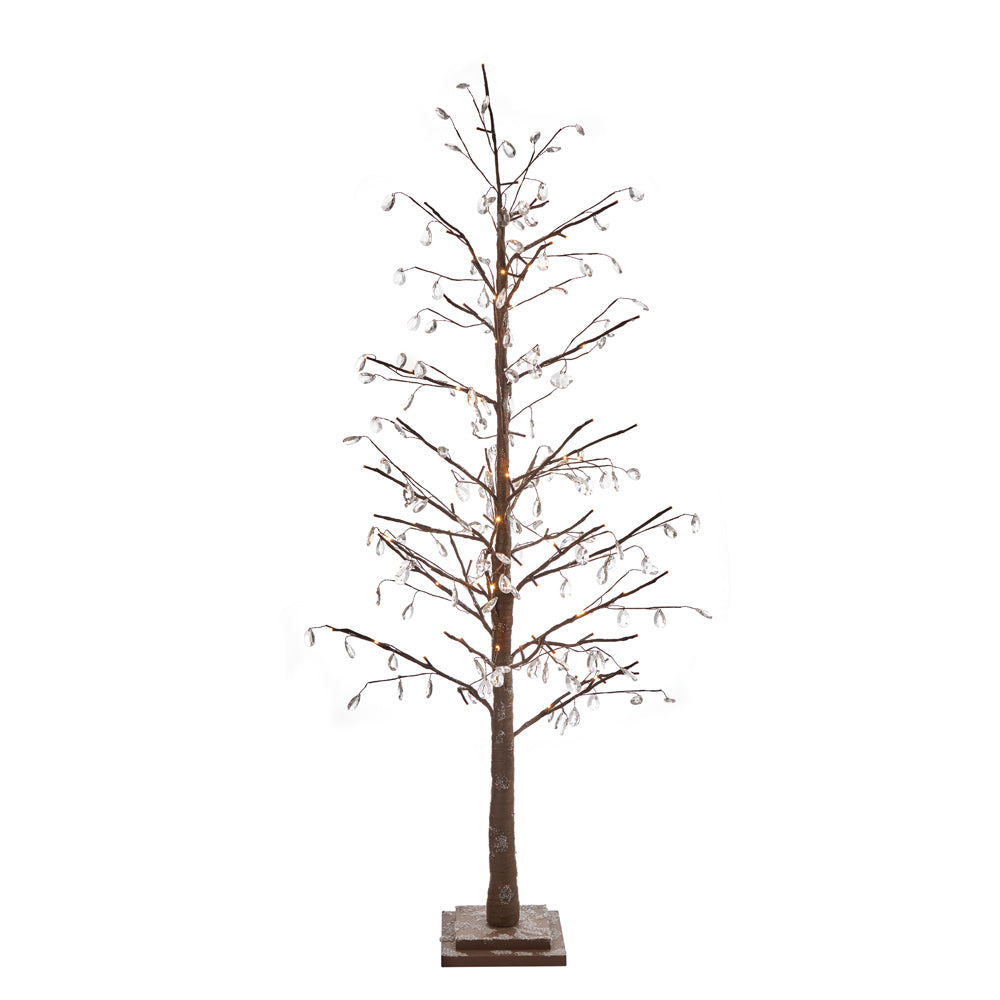 Albero "Gemme di luce" misura piccola, con cristalli con led, H. 120cm. L'oca nera