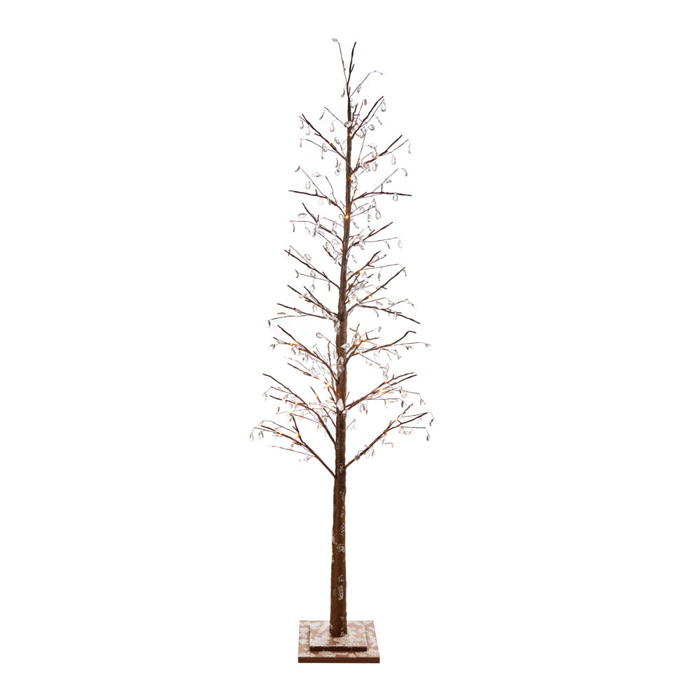 Albero "Gemme di luce" misura grande, con cristalli con led, H. 180cm. L'oca nera