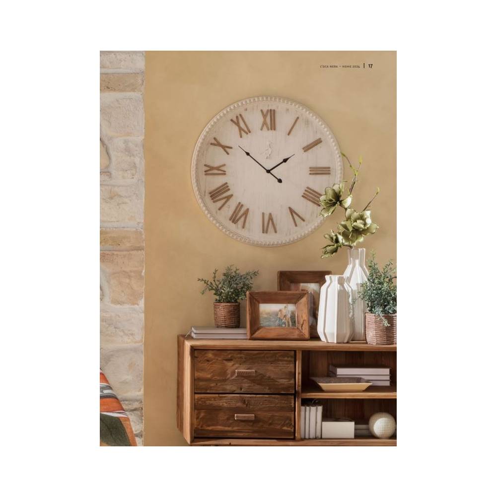 Orologio Parete legno, colore bianco e legno naturale. L'oca nera