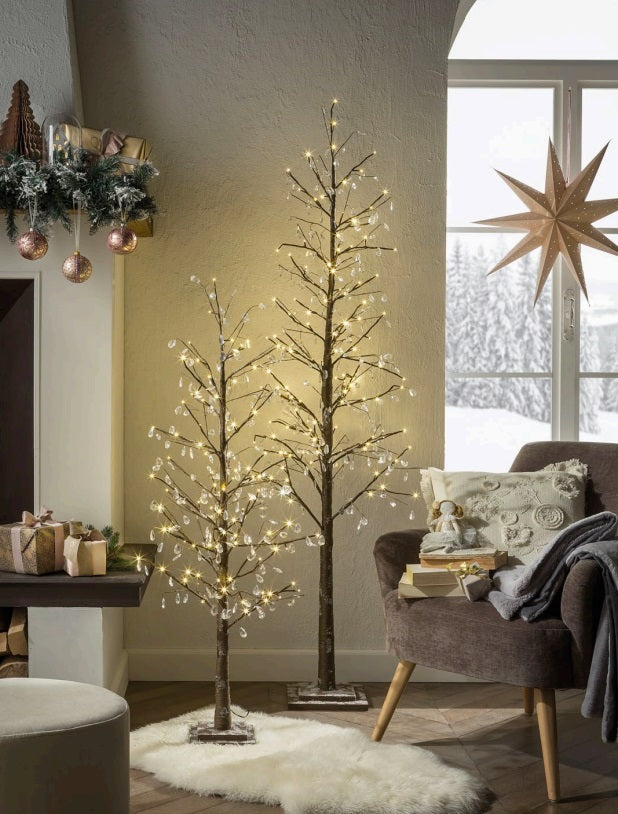 Albero "Gemme di luce" misura grande, con cristalli con led, H. 180cm. L'oca nera