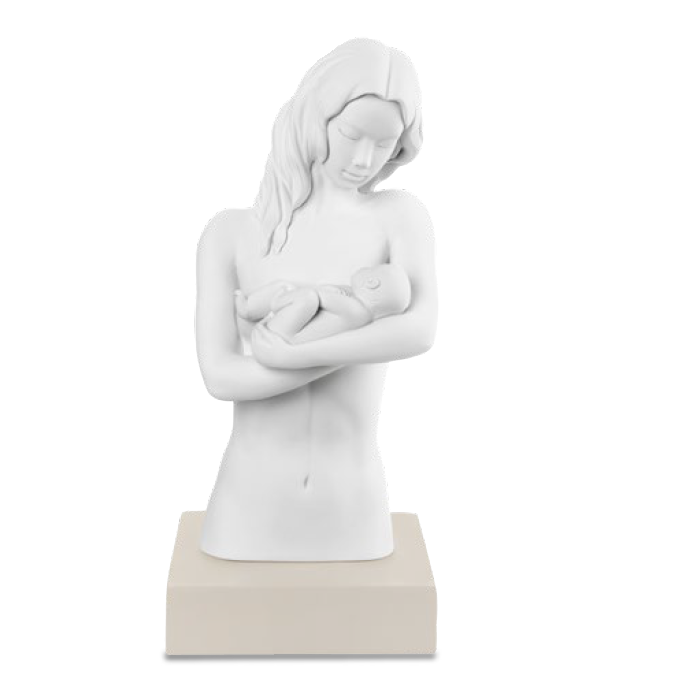 Scultura busto maternità sentimenti, H. 26cm., bianco base nocciola. Bongelli