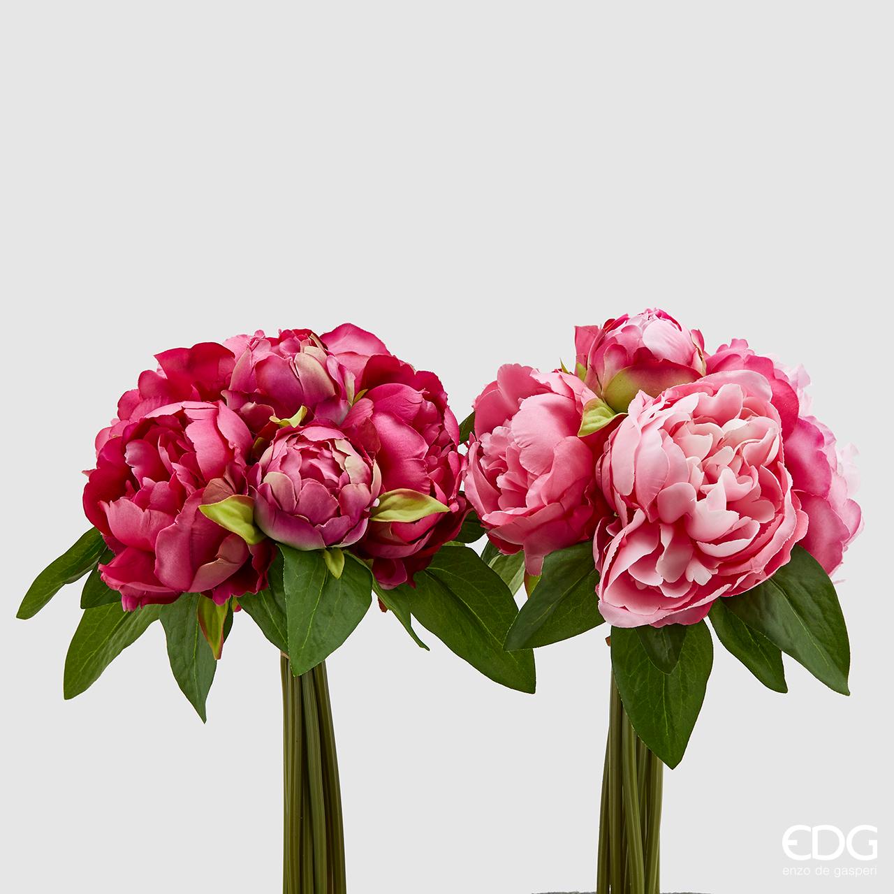 Mazzetto 9 Peonie Olis, colore fucsia/rosa scuro, H. 25cm. EDG