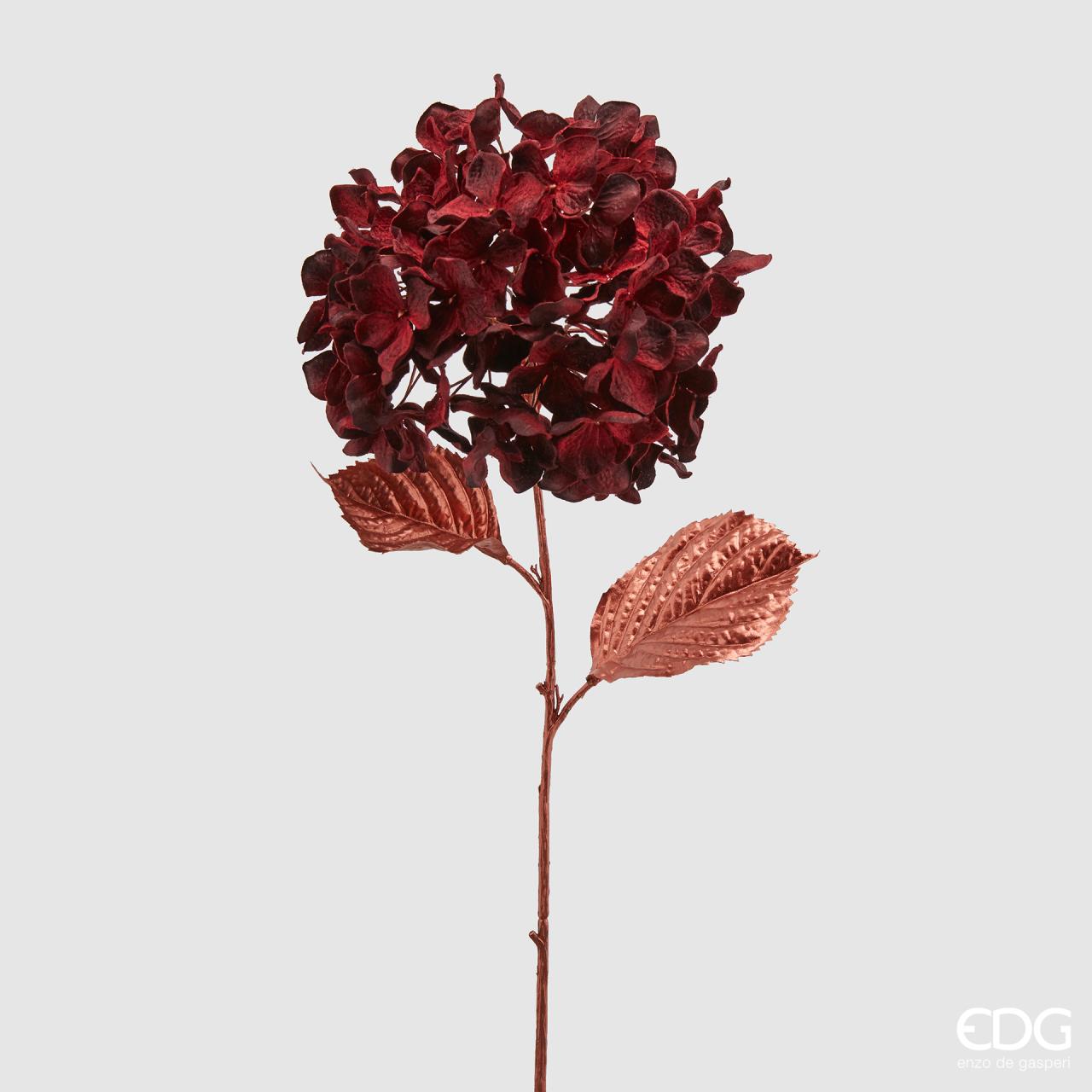 Ortensia ramo bordeaux, colore stelo rame, H. 72 cm. EDG