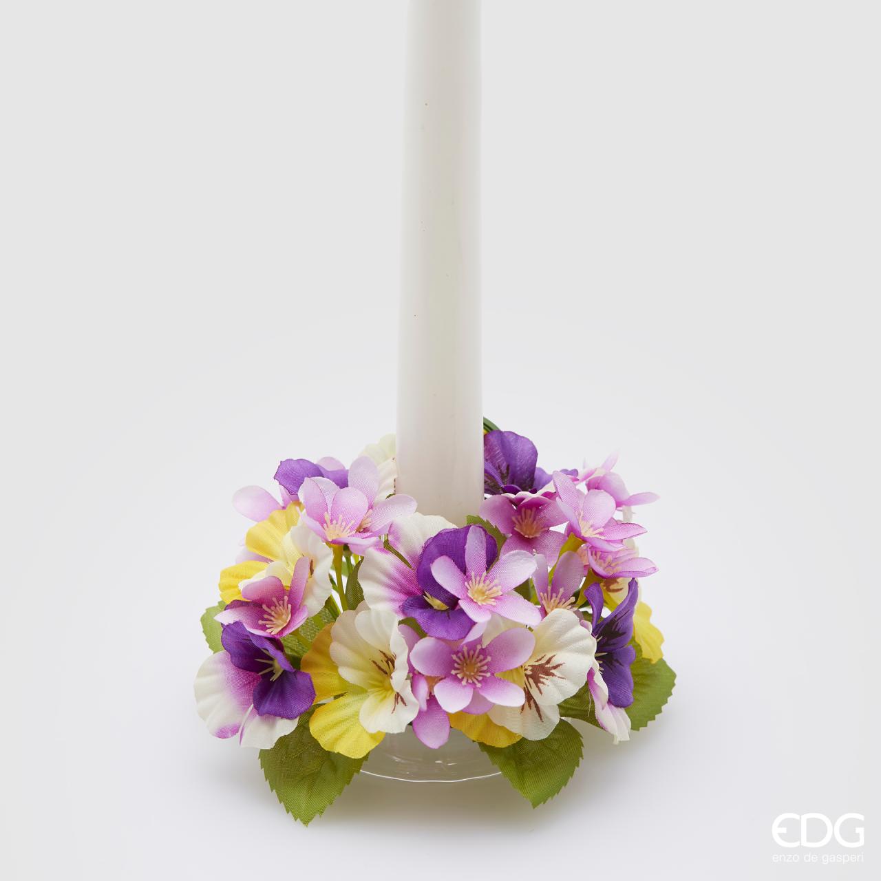 Corona/girocandela pansè mix, misura piccola, colori mix viola. EDG