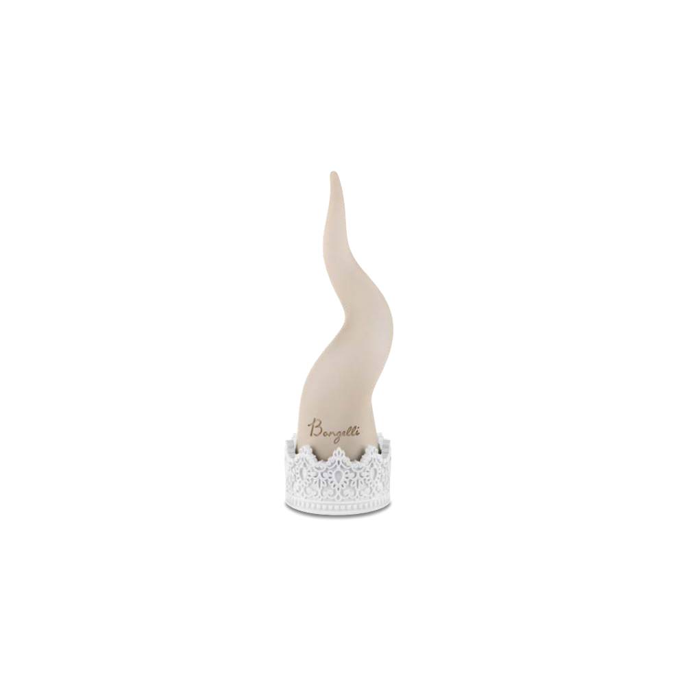Corno beige, con base bianco, misura piccola H. 15 cm. Bongelli