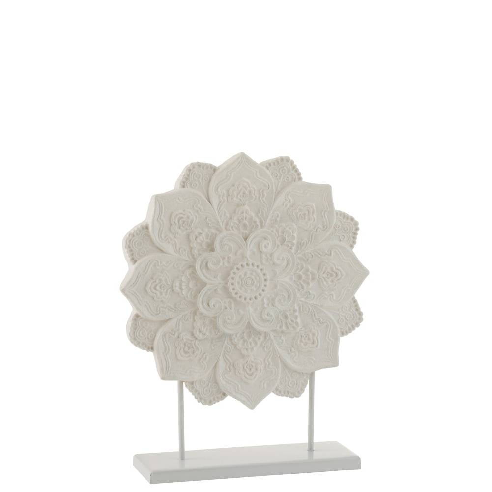 Decoro con Piede in Resina Bianco "Mandala". Jolipa