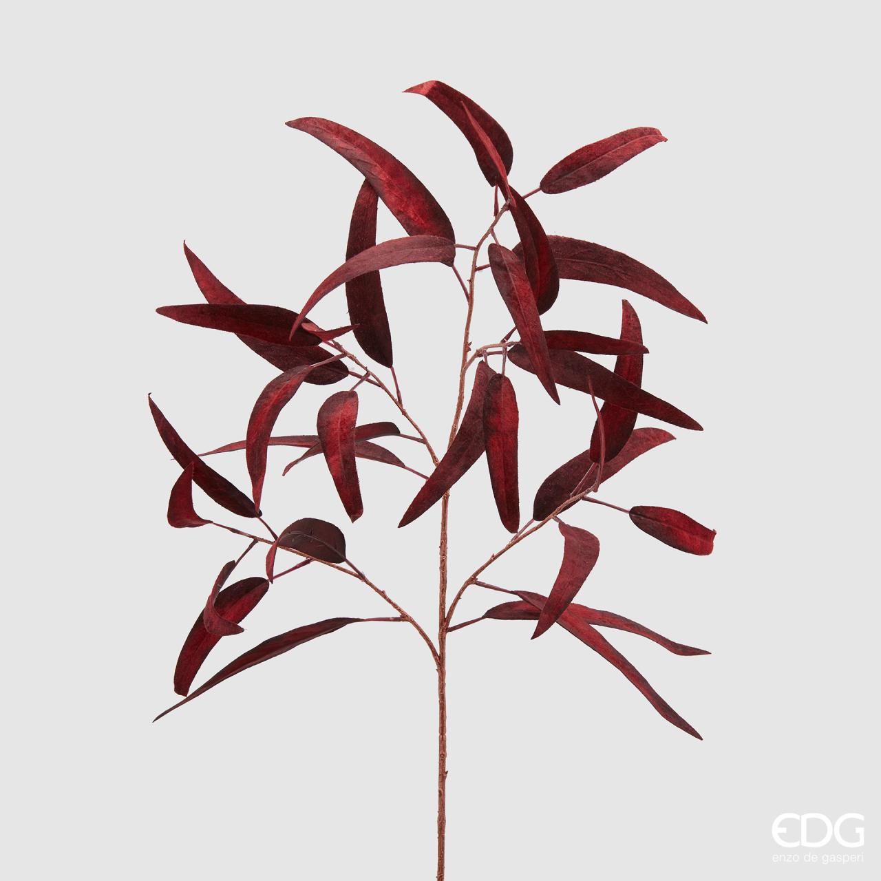 Eucalipto ramo in velluto bordeaux, colore stelo rame, H. 90 cm. EDG