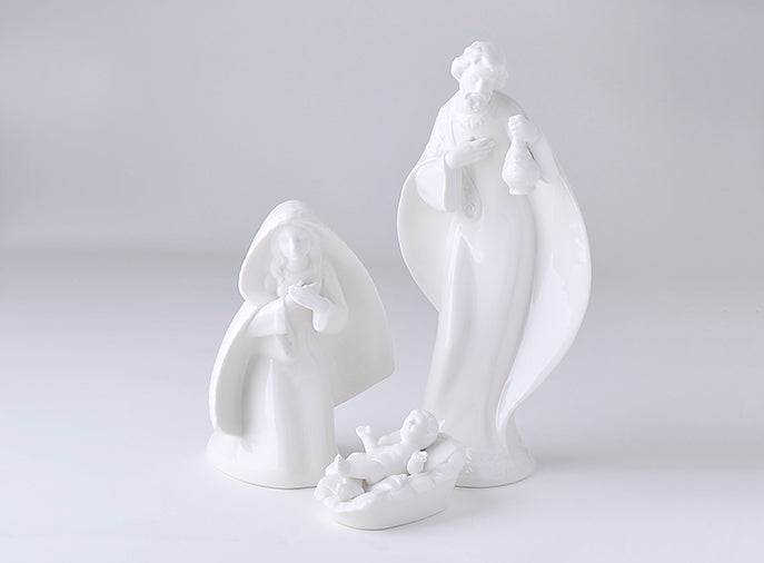 Set 3 pezzi Natività di Natale, in porcellana bianca, H.31 cm. Hervit Creations