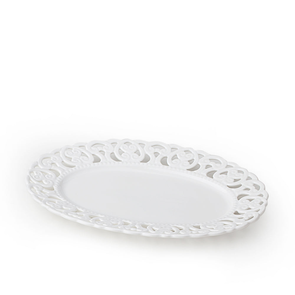 Piatto ovale, porcellana, traforata bianco, 30x21cm Hervit Creations