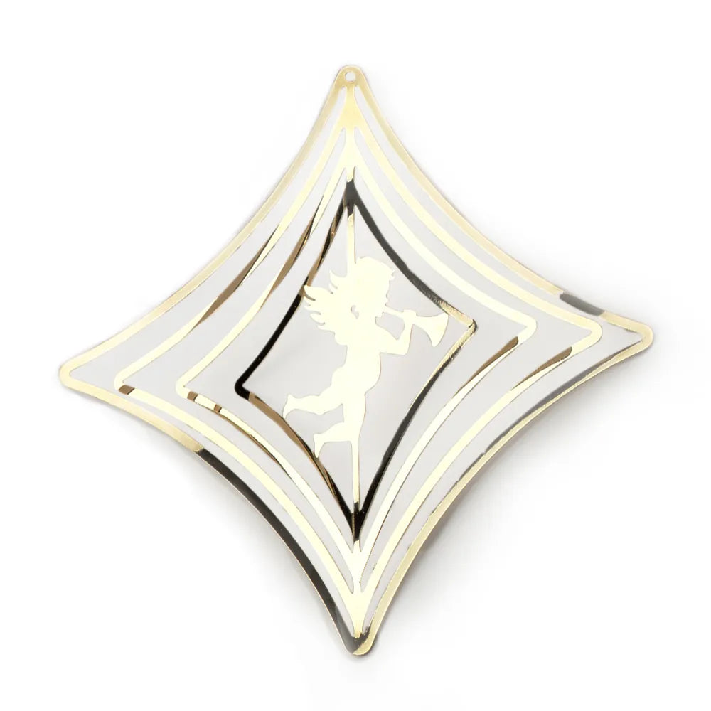 Rombo da appendere in metallo, cromo oro, 14 cm. Hervit Creations