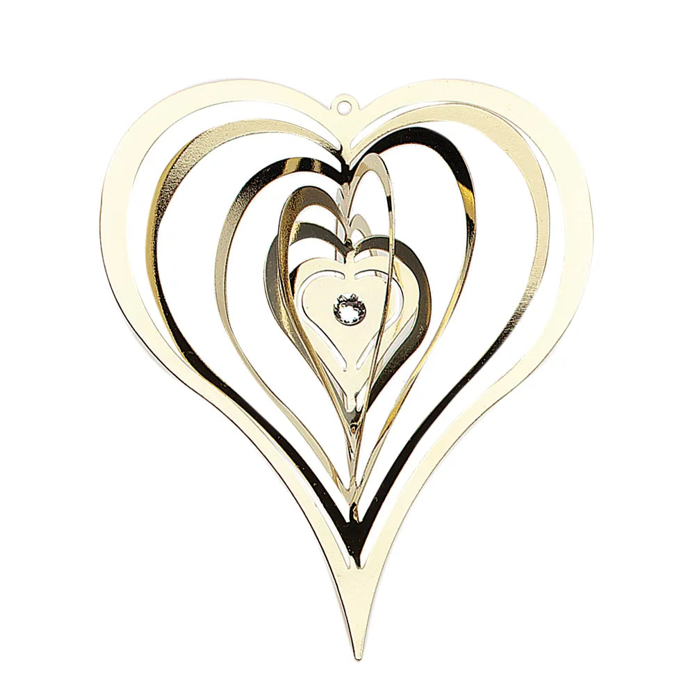 Cuore da appendere in metallo, cromo oro, 12 cm. Hervit Creations