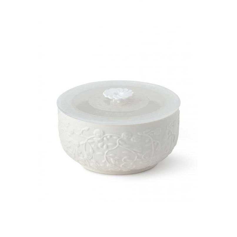 Contenitore roselline, in porcellana, bianco, misura 13x7 cm. Hervit Creations