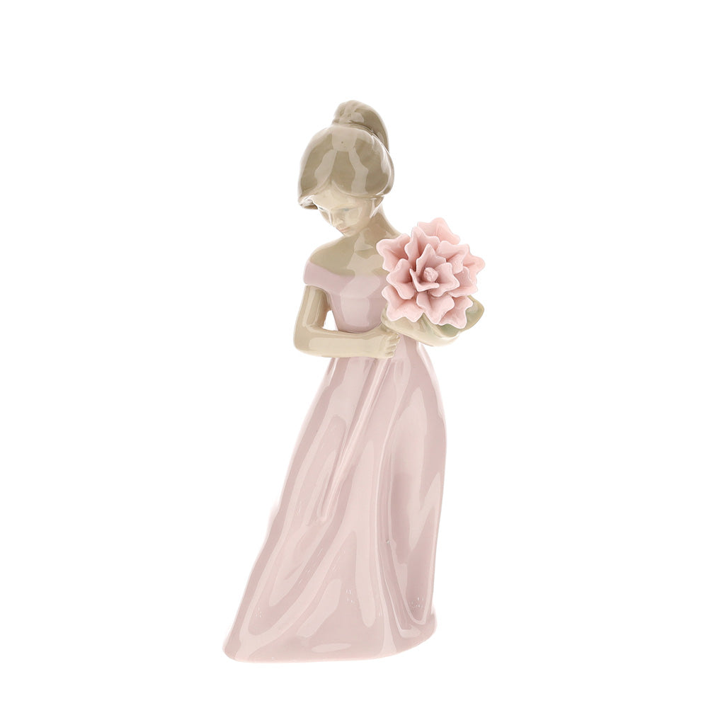 Laila, in porcellana rosa, con fiore rosa. Hervit Creations