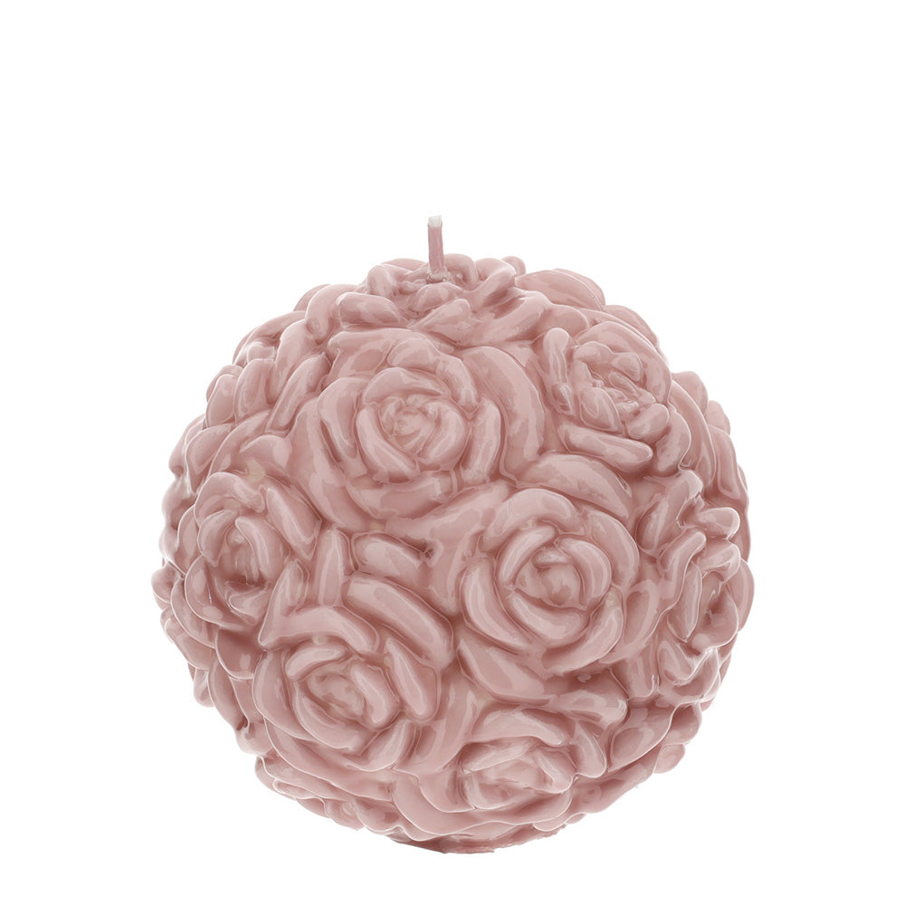 Candela sfera rose, colore malva laccata, misura piccola, D.11cm. Hervit Creations