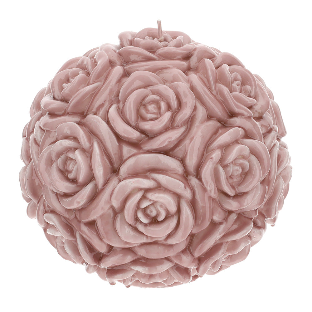 Candela sfera rose, colore malva laccata, misura grande, D.20cm. Hervit Creations