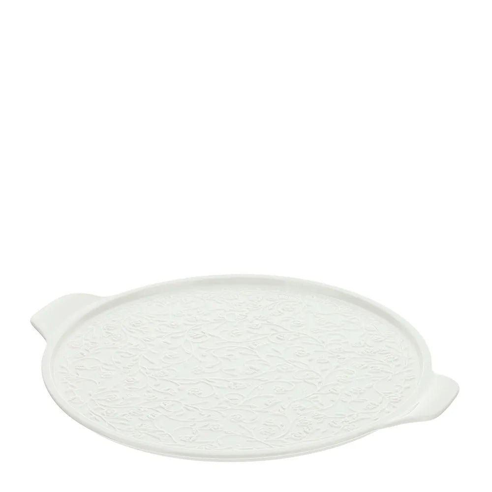 Piatto torta roselline, in porcellana, bianco, misura D.34 cm. Hervit Creations