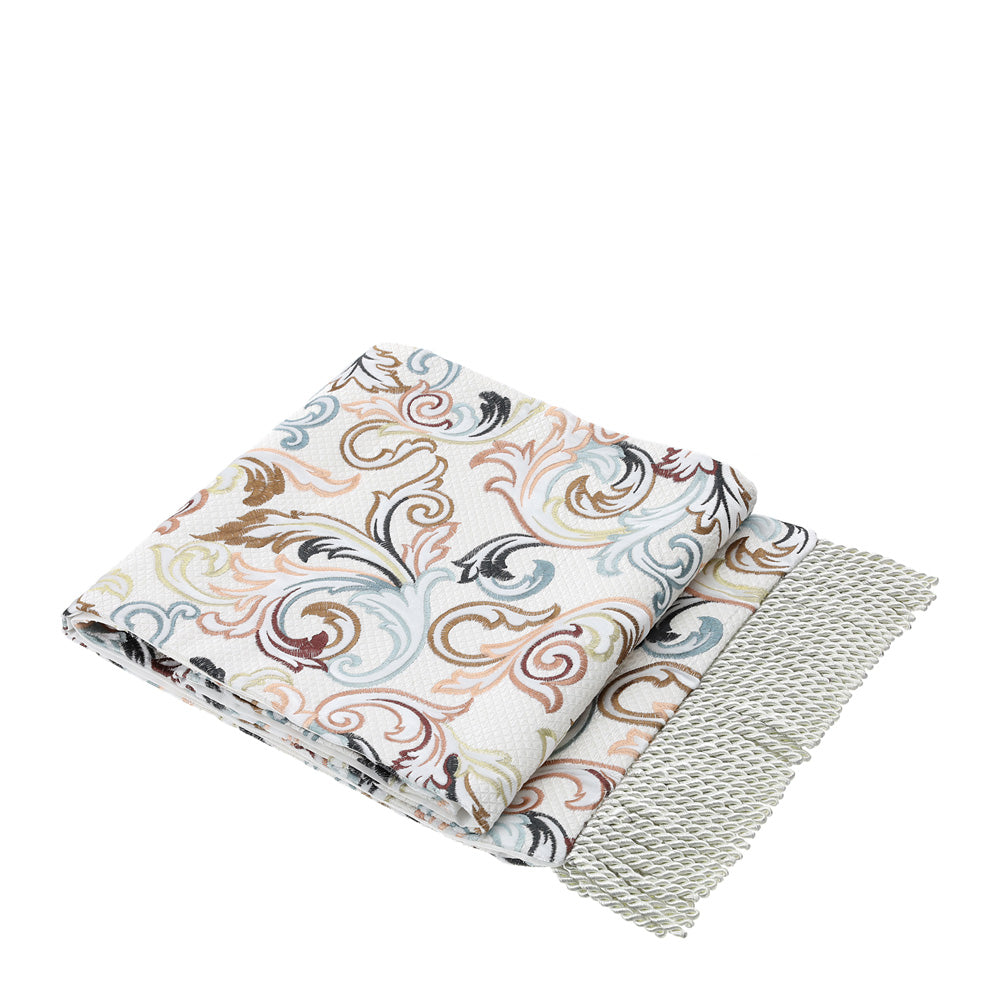 Runner velluto broccato, base bianco, 33x200cm. Hervit Creations