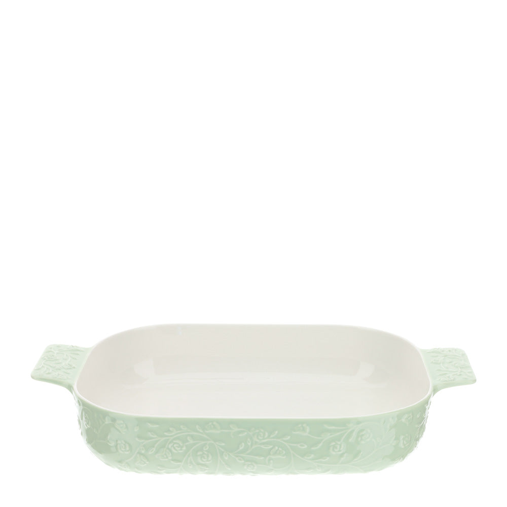 Pirofila da forno, in porcellana, colore verde, 30.5x24x6.5 cm. Hervit Creations