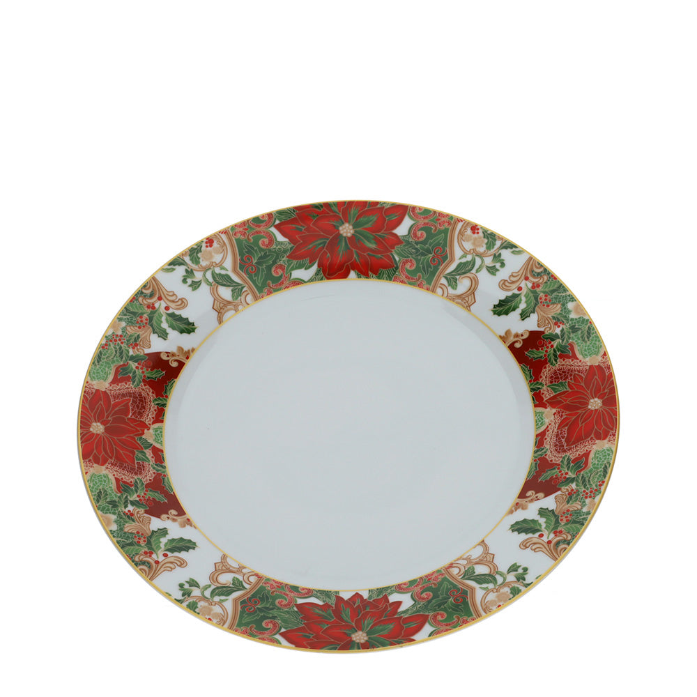 Servizio piatti da 12 (36pezzi) natalizio rosso, verde e oro in porcellana. Hervit Creations
