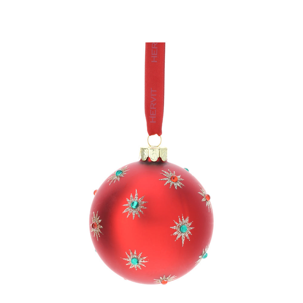 Sfera in vetro soffiato, colore rosso, D. 8 cm. HERVIT CREATIONS