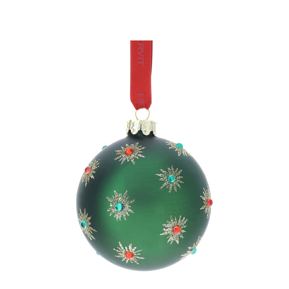 Sfera in vetro soffiato, colore verde, D. 8 cm. HERVIT CREATIONS