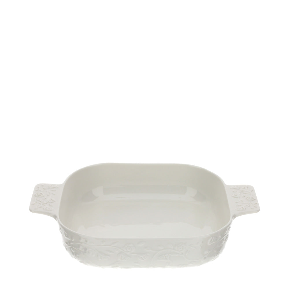 Pirofila da forno, in porcellana, colore bianco, 23x23x6 cm. Hervit Creations
